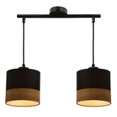 Porto lampa wisząca czarny 2x60w e27 abażur czarny+fornir