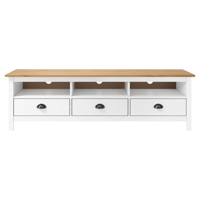 vidaXL Szafka pod TV Hill, biała, 158x40x47 cm, lite drewno sosnowe