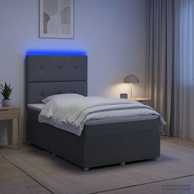 Łóżko z box spring LED z materacem ciemnoszary 120 x 190 cm