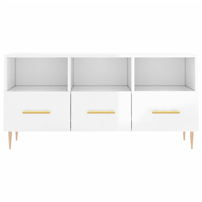 vidaXL Szafka pod TV, biała, wysoki połysk, 102x36x50 cm
