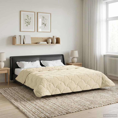 Letni Kołdra Kremowy 200 x 200 cm Mikrofibra i Fleece Teddy