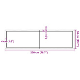 Blat, ciemnobrązowy 200x50x(2-6)cm drewno z naturalną krawędzią