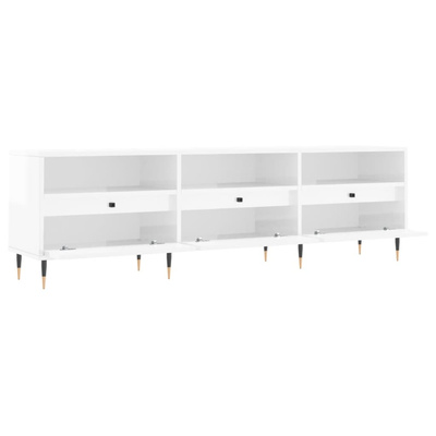 vidaXL Szafka pod TV, wysoki połysk, biała, 150x30x44,5 cm