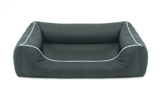 Legowisko dla psa Sofa Valencia Standard w kolorze ciemnoszarym z białym wykończeniem Rozmiar: S - 65 x 50 cm