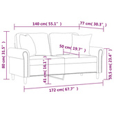 2-os. sofa z poduszkami, winna czerwień, 140 cm, sztuczna skóra