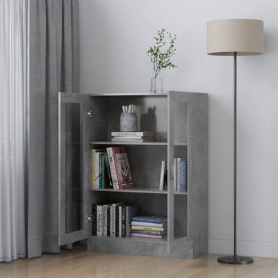 vidaXL Witryna, szarość betonu, 82,5 x 30,5 x 115 cm, płyta wiórowa