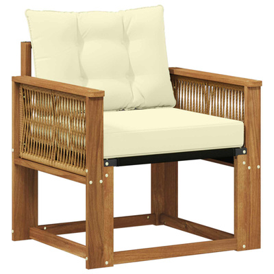 Środkowa sofa ogrodowa Drewno akacji i tekstylen naturalny
