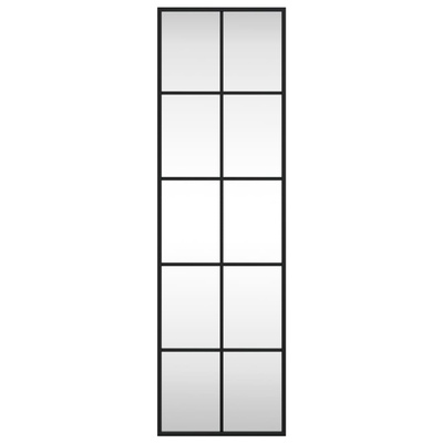 vidaXL Lustro ścienne, czarne, 30x100 cm, prostokątne, żelazo