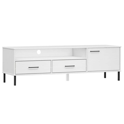 vidaXL Szafka pod TV OSLO, metalowe nóżki, biała, sosnowa