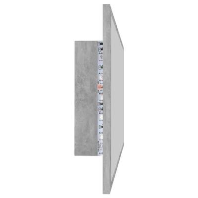 vidaXL Lustro łazienkowe LED, szarość betonu, 90x8,5x37 cm, akryl