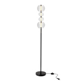 Lampa podłogowa Playa szklana transparentna czarna LED 15W 3000K z kloszami kula