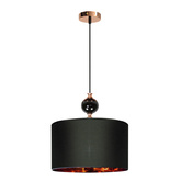 Lampa wisząca z abażurem Melba czarna z miedzianym wnętrzem do salonu