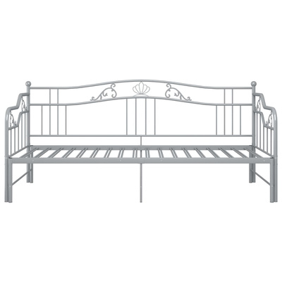 Sofa z wysuwaną ramą łóżka, szara, metalowa, 90x200 cm