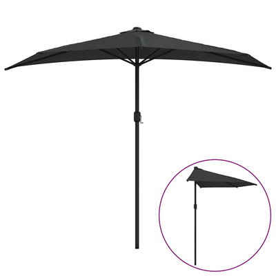 Półparasol balkonowy, aluminiowy słupek, czarny, 270x144x222 cm