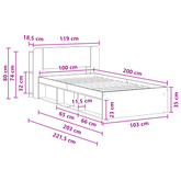 Rama łóżka z przechowywaniem Stare drewno 100 x 200 cm