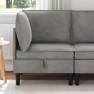 Sofa z miejscem do przechowywania jasnoszary Welur