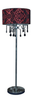 Lampa podłogowa czerwony welurowy abażur 3x40W Astor Candellux 53-80465
