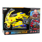 Motocykl Do Rozkręcania 2w1 DIY Warsztat Światła Dźwięki Dym Żółty 43cm