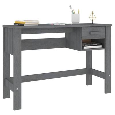 vidaXL Biurko HAMAR, ciemnoszare, 110x40x75 cm, lite drewno sosnowe