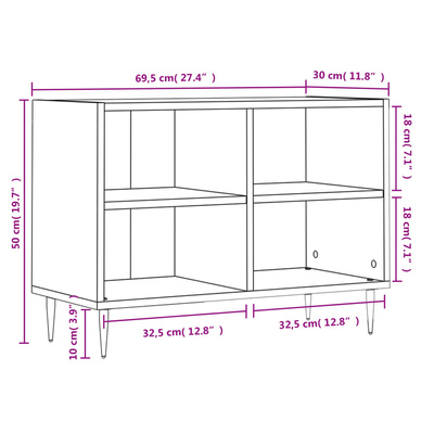 Szafka pod TV, biała, wysoki połysk, 69,5x30x50 cm vidaXL