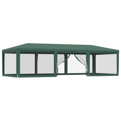 vidaXL Namiot imprezowy z 8 ścianami z siatki, zielony, 9x4 m, HDPE