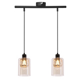 Lampa wisząca Ducato podwójna z kloszem szklana bursztynowa do jadalni