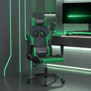 vidaXL Masujący fotel gamingowy, czarno-zielony, sztuczna skóra wariant 4