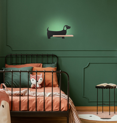 Lampa kinkiet półeczka LED czarny piesek Dog 21-00958