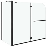 Podwójnie składany parawan na wannę, ESG, 120x68x130 cm, czarny