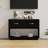 vidaXL Szafka pod TV, czarna, 90x40x60 cm, lite drewno sosnowe