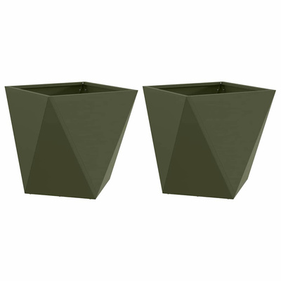 Donica 2 pcs Zielony oliwkowy 50 x 50 x 50 cm Stal