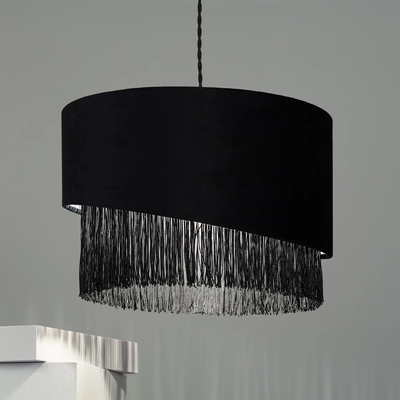 Lampa Wisząca z Czarnego Aksamitu Abruzzo Fonte E27