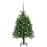 vidaXL Sztuczna choinka z lampkami i bombkami, 120 cm, zielona model standard