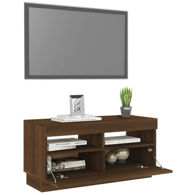 vidaXL Szafka pod TV z oświetleniem LED, brązowy dąb, 80x35x40 cm
