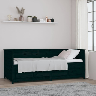 vidaXL Łóżko dzienne, czarne, 90x200 cm, lite drewno sosnowe model standard