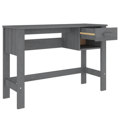 vidaXL Biurko HAMAR, ciemnoszare, 110x40x75 cm, lite drewno sosnowe