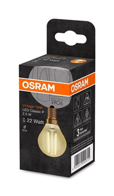 Żarówka led E14 2,5W 220lm 2400k vintage P22 Osram
