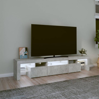 vidaXL Szafka pod TV z oświetleniem LED, szarość betonu 200x36,5x40 cm
