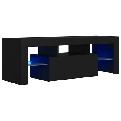 Szafka pod TV z oświetleniem LED, czarna, 120x35x40 cm