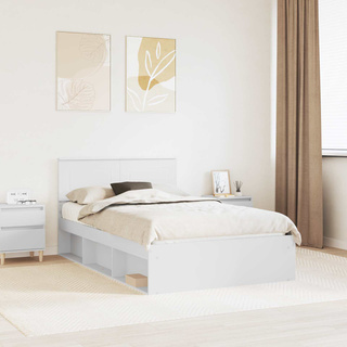 Ramka łóżka Z zagłówkiem Biały 120 x 200 cm Drewno inżynieryjne