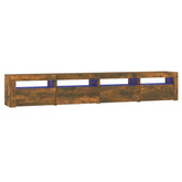 Szafka pod TV z oświetleniem LED, przydymiony dąb, 240x35x40 cm vidaXL