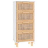 Szafka, biała, 40x30x90 cm, lita sosna i naturalny rattan