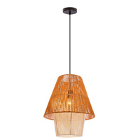 Lampa wisząca z abażurem Africa beżowo-biała do sypialni E27