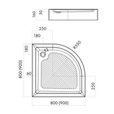 Brodzik półokrągły 90x90 16 cm bez syfonu polski AK-80-093-P Invena