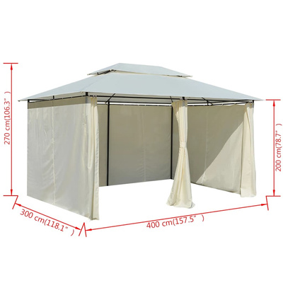 Namiot ogrodowy z zasłonami, 4 x 3 m, biały