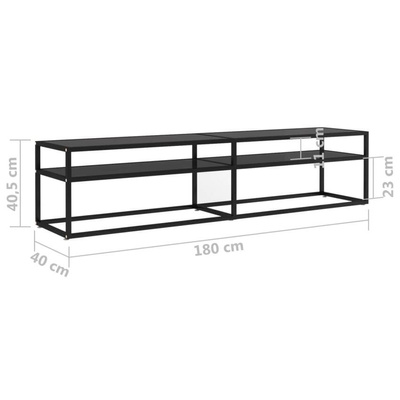 vidaXL Szafka pod TV, czarna, 180x40x40,5 cm, szkło hartowane