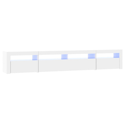 vidaXL Szafka pod TV z oświetleniem LED, biała z połyskiem,240x35x40cm