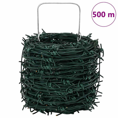 Drut kolczasty Zielony 500 m Stal ocynkowana ogniowo