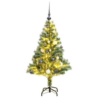 Sztuczna choinka ze 150 LED, bombkami i śniegiem, 150 cm vidaXL