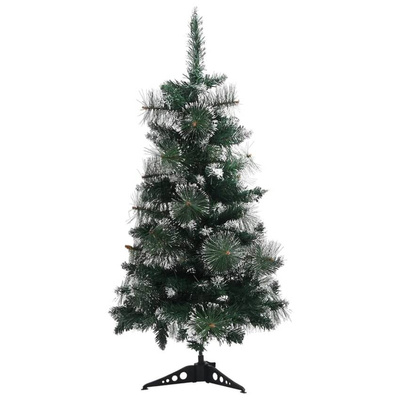vidaXL Sztuczna choinka ze stojakiem, zielono-biała, 90 cm, PVC